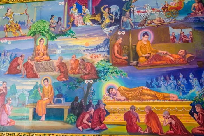Heavenly Buddhist Musicians Mural Canvas wall art print | PrintPosters.in